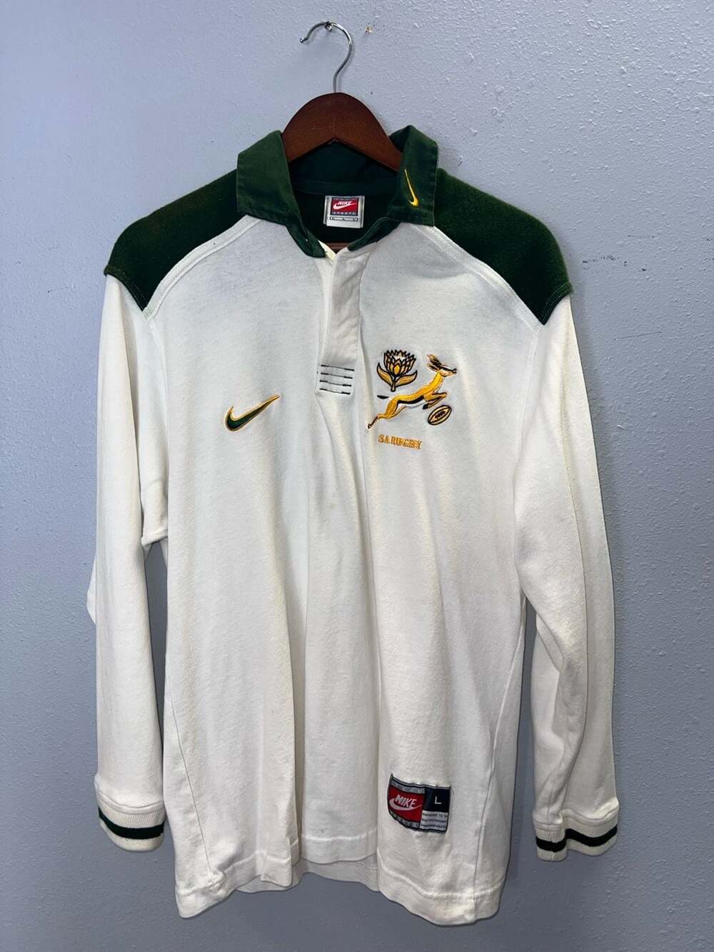Vintage 90s Nike Team South Africa Springboks Rugby Jersey Shirt Mens Large